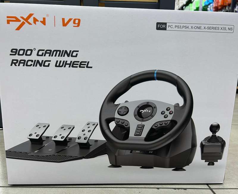 PXN V9 Gaming Steering Wheel 270-900 degree with 3 Pedals and Gear Shifter