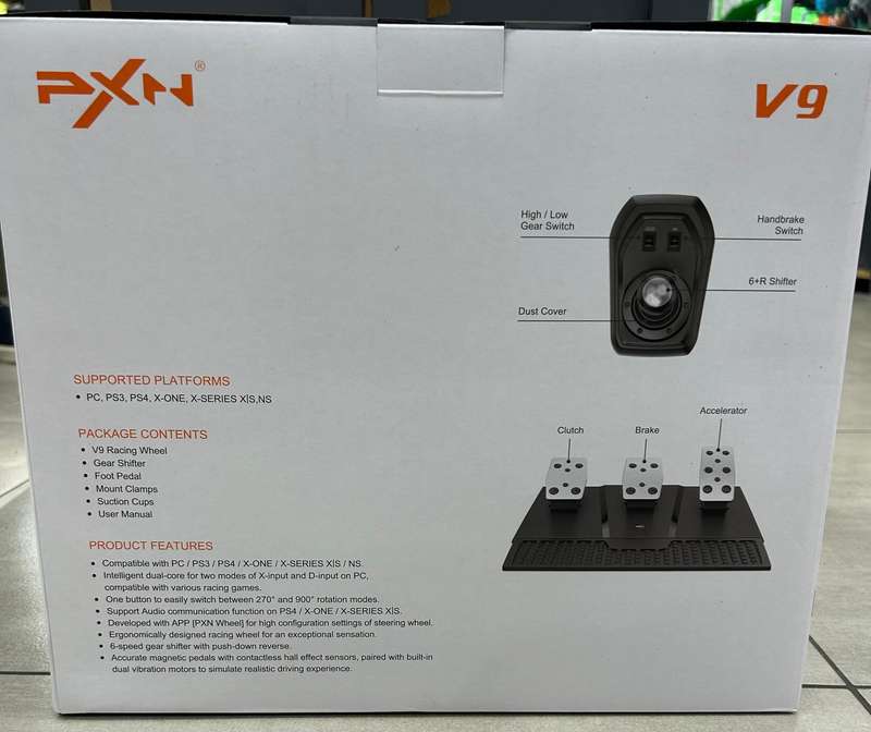 PXN V9 Gaming Steering Wheel 270-900 degree with 3 Pedals and Gear Shifter