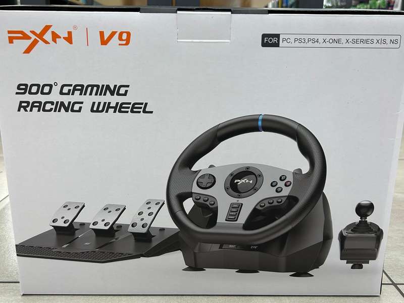 PXN V9 Gaming Steering Wheel 270-900 degree with 3 Pedals and Gear Shifter