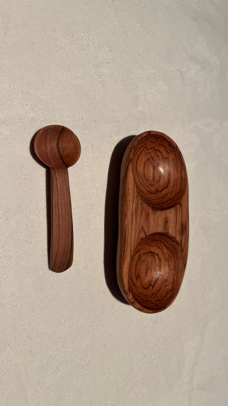Wood Bowl 2 Oval Divided