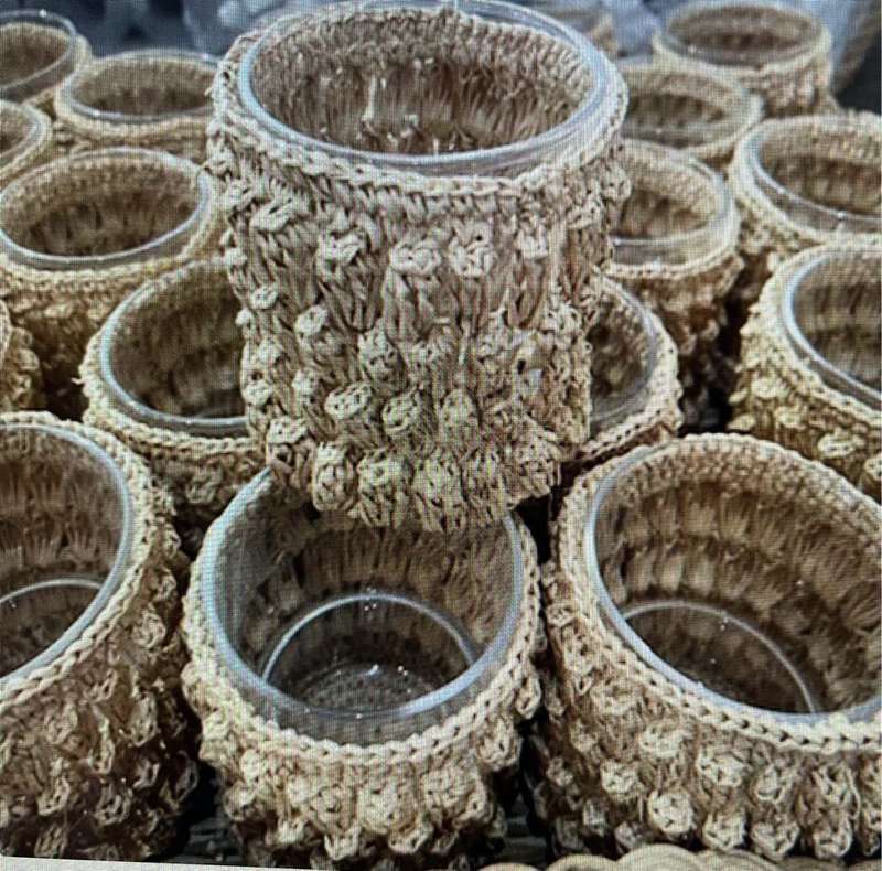 Crochet Candle Holder Natural