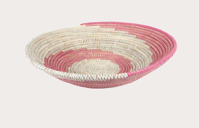 Wall Basket Med Pink/White