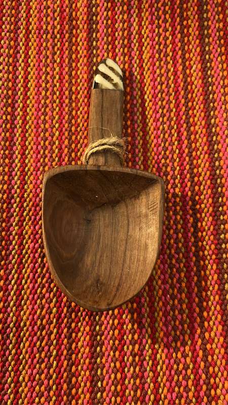 Wooden Spoon Dipper with Bone Inlay thick stripes