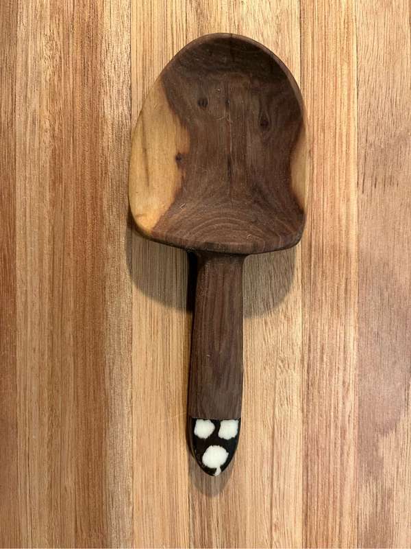 Wooden Spoon Dipper with Bone Inlay Dots