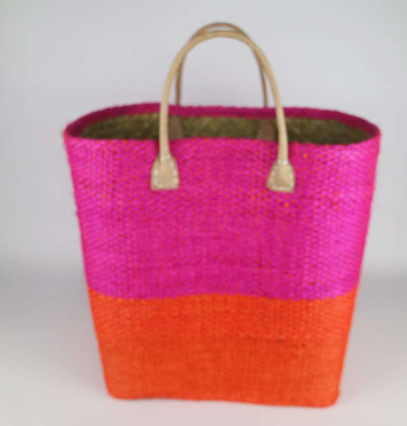 Sisal Ba with leather handle Two-Tone