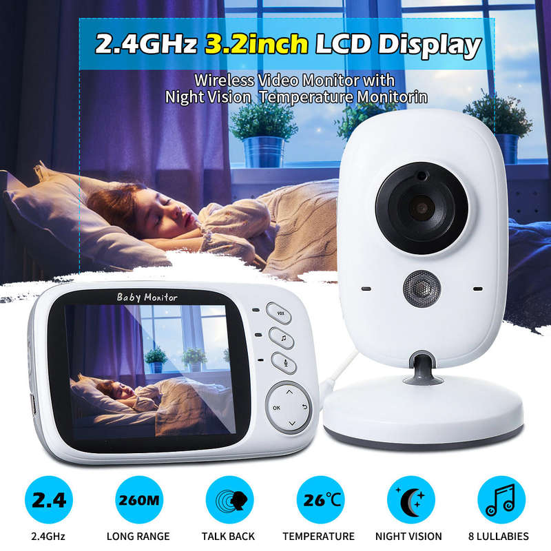 3.2 Inch Digital Wireless Baby Monitors 2 Way Talk Night Vision Video Audio Camera
