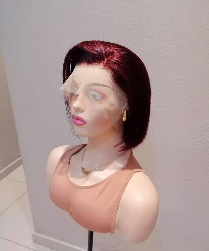 "8" Burgundy 13x4 Lace Front Bob Wig Colour 99j