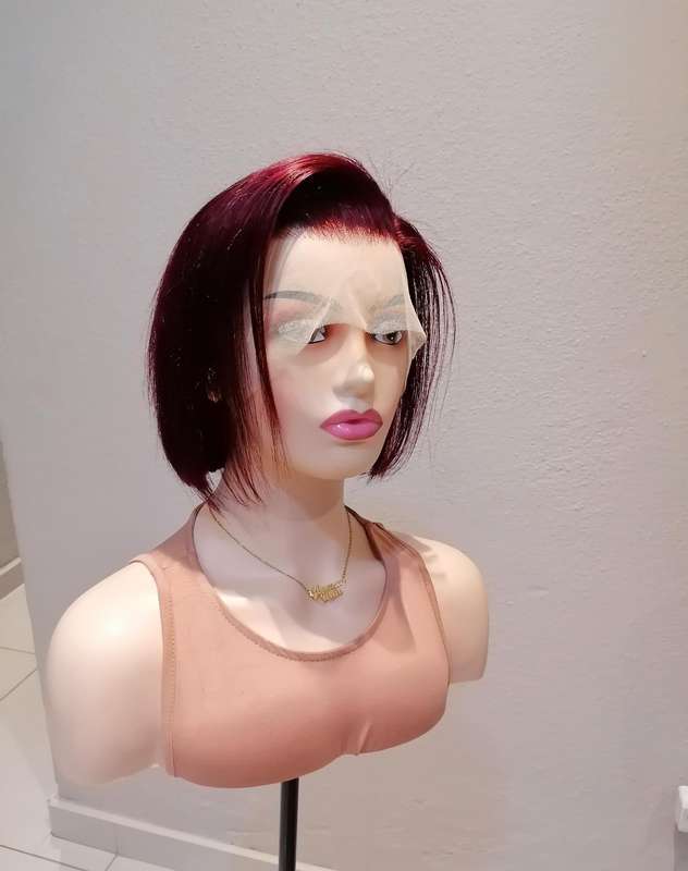 "8" Burgundy 13x4 Lace Front Bob Wig Colour 99j