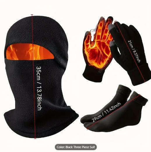3-Piece Essential Warmth Set (Gloves, Socks, Balaclava)