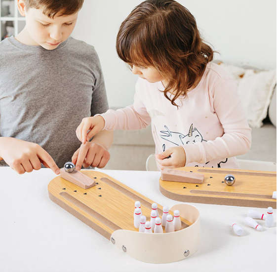 Mini Bowling Game Set Wooden Tabletop Bowling Game