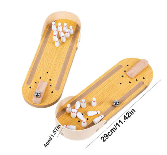 Mini Bowling Game Set Wooden Tabletop Bowling Game