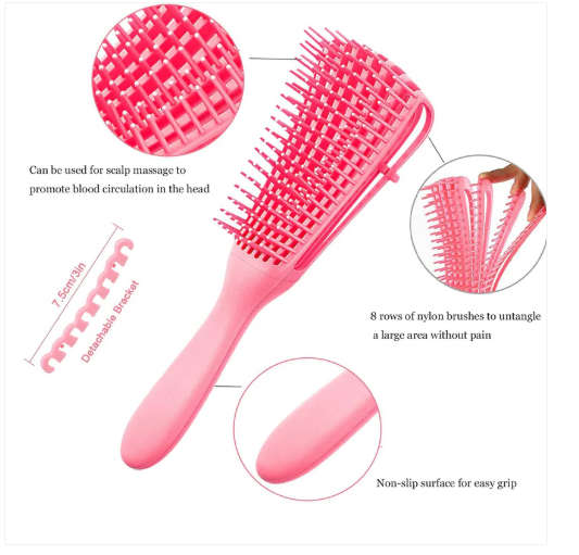 8 Row Detangling Brush Black/Pink