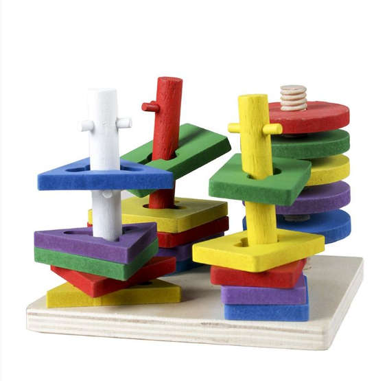 Wooden Four Column Shapes Matching & Stacking Toy