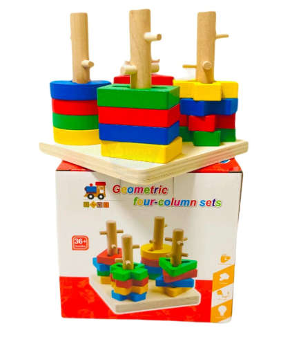 Wooden Four Column Shapes Matching & Stacking Toy