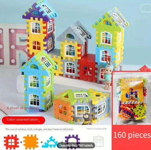 Large-Sized House 160-Piece Building Blocks Set