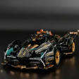 Puzzle Black and Golden Futuristic Sports Car Assembly Set (3590-Piece)