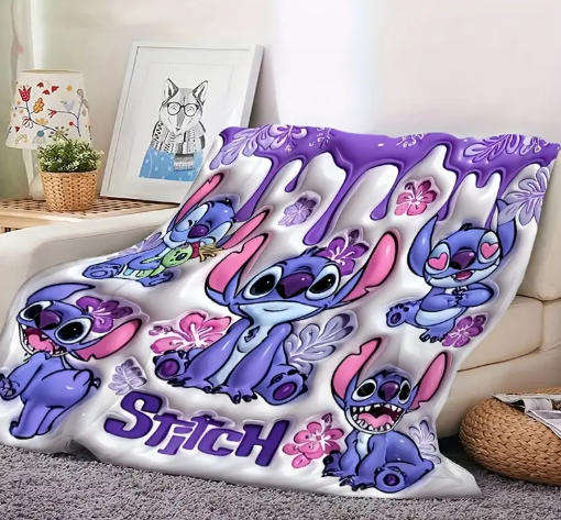 Stitch Purple Plush Fleece Blanket
