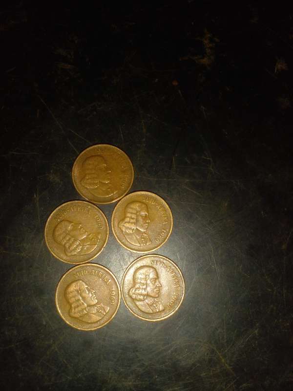 1969 Two cents x5