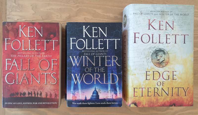 Ken Follett "Century Trilogy" Book Set-of-3 : Fall of Giants, Winter of the World & Edge of Eternity