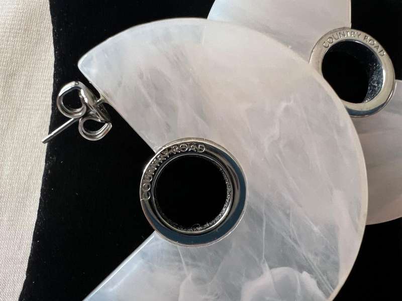 Very Large Pre-Loved Faux Rose Quartz Circle Pierced Earrings by COUNTRY ROAD