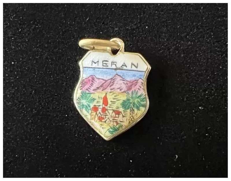 1970s Very Small Vintage 0.800 Silver Enamel MERAN, MERANO Italy Charm Pendant