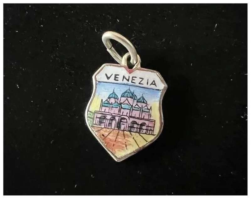 1970s Very Small Vintage Enamel VENICE, Italy St Mark's Basilica Pendant Charm