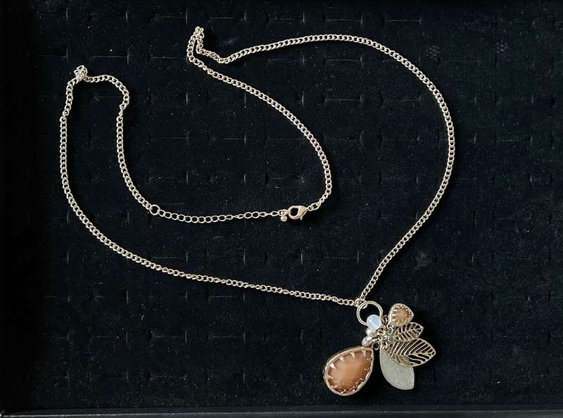 Very Long Pre-Loved Gold Tone Chain Necklace w/ Many Dangling Charms