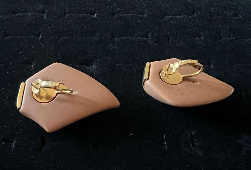 1980s Large Vintage Brown & Gold Tone Pierced Earrings by NAPIER