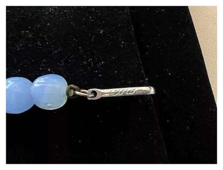 1950s Vintage Single String Blue Art Glass Beads Choker Length Necklace by CORO