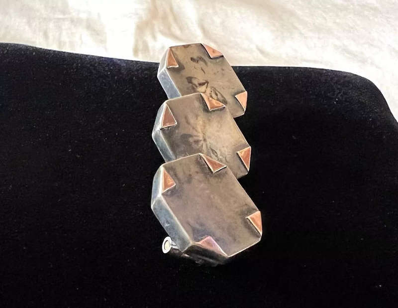 Antique Late Victorian 0.800 Silver w/ Rose Gold Elements 4-Leaf Clover Brooch