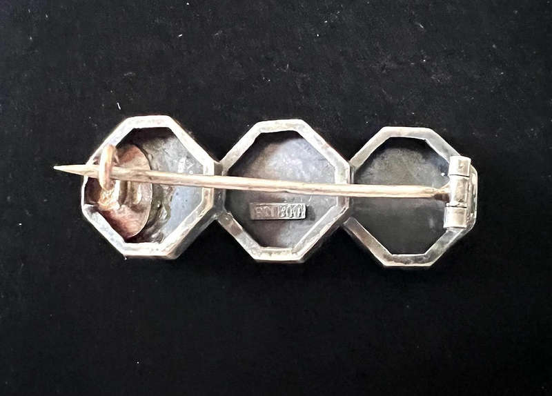 Antique Late Victorian 0.800 Silver w/ Rose Gold Elements 4-Leaf Clover Brooch