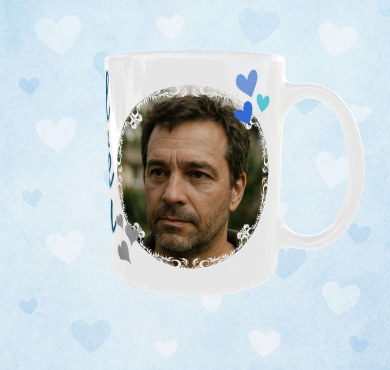Fathers Day Mug  Personalized Gift | Custom Photo & Name | "This Dad Belongs To" Handprint Design