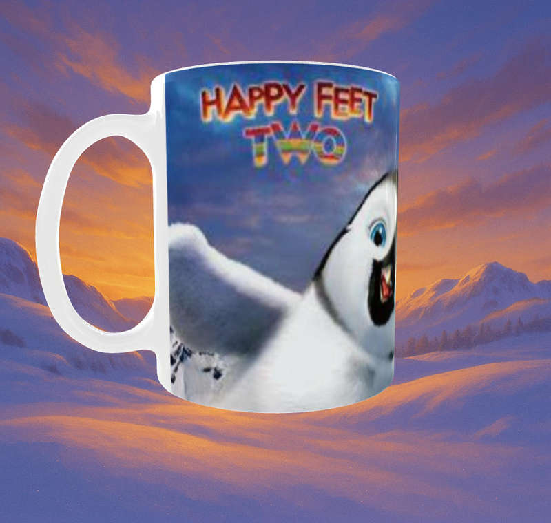 Happy Feet Two Penguin Mug  Full Wrap Sublimation Design | 11oz Ceramic Cup