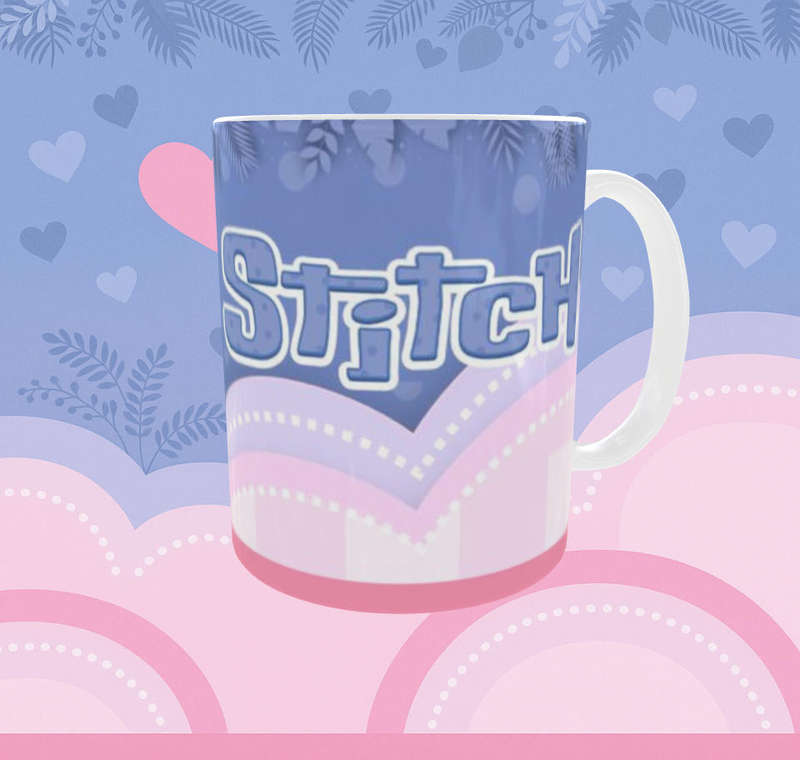 Stitch & Angel Love Mug  Cute Blue & Pink Cartoon Couple Design | 11oz Ceramic Mug | Gift for Her