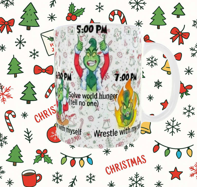 Funny Grinch Christmas Mug - The Grinch Daily Schedule Mug - Perfect Holiday Gift