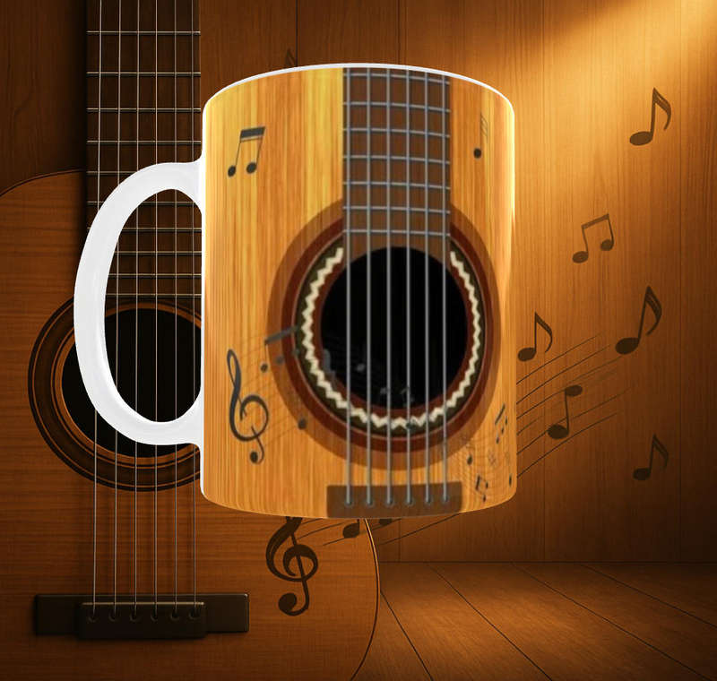 Guitar & Musical Notes Mug  Perfect for Music Lovers | 11oz Ceramic Sublimation Mug
