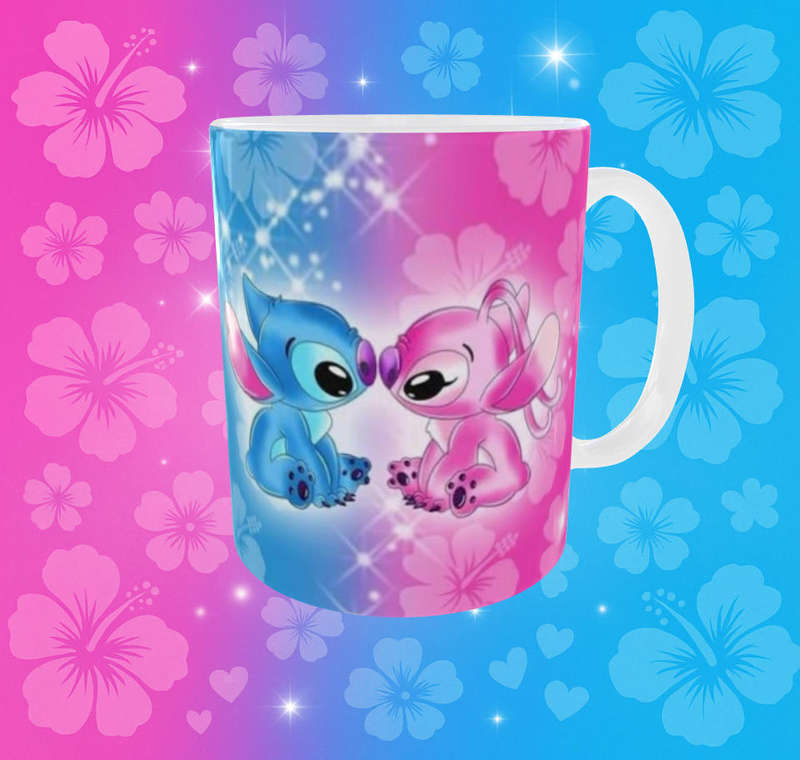  Lilo & Stitch Love Mug  Cute Couple Kissing Design  11oz Sublimation Ceramic Mug