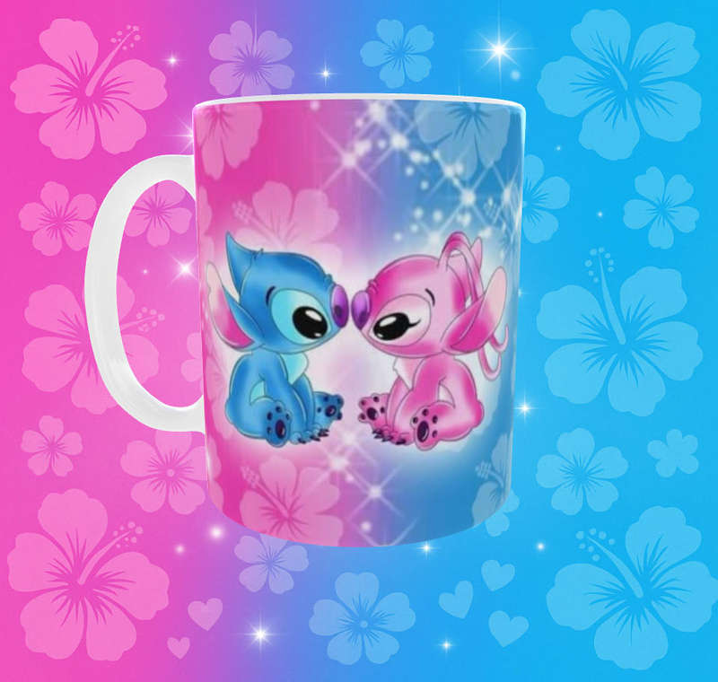  Lilo & Stitch Love Mug  Cute Couple Kissing Design  11oz Sublimation Ceramic Mug