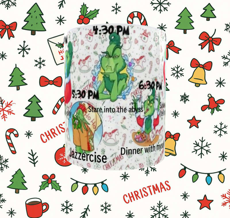 Funny Grinch Christmas Mug - The Grinch Daily Schedule Mug - Perfect Holiday Gift