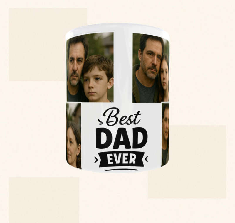 Personalized Father's Day Mug  Best Dad Ever Gift | Photo Collage Design