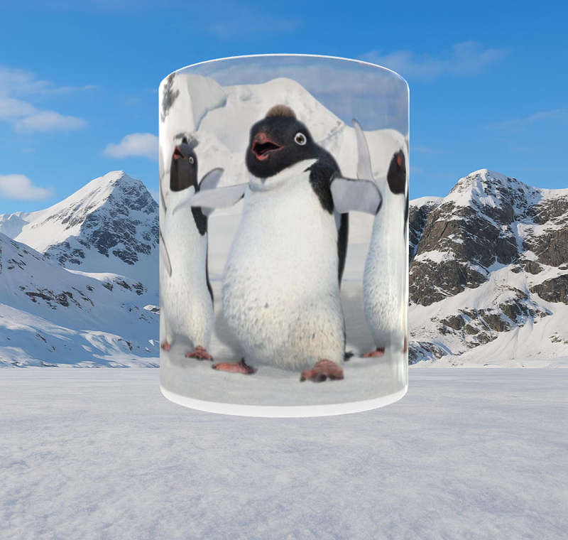 Happy Feet Amigos Mug  Dancing Penguin Squad  11oz Ceramic Mug by Mojo Prints