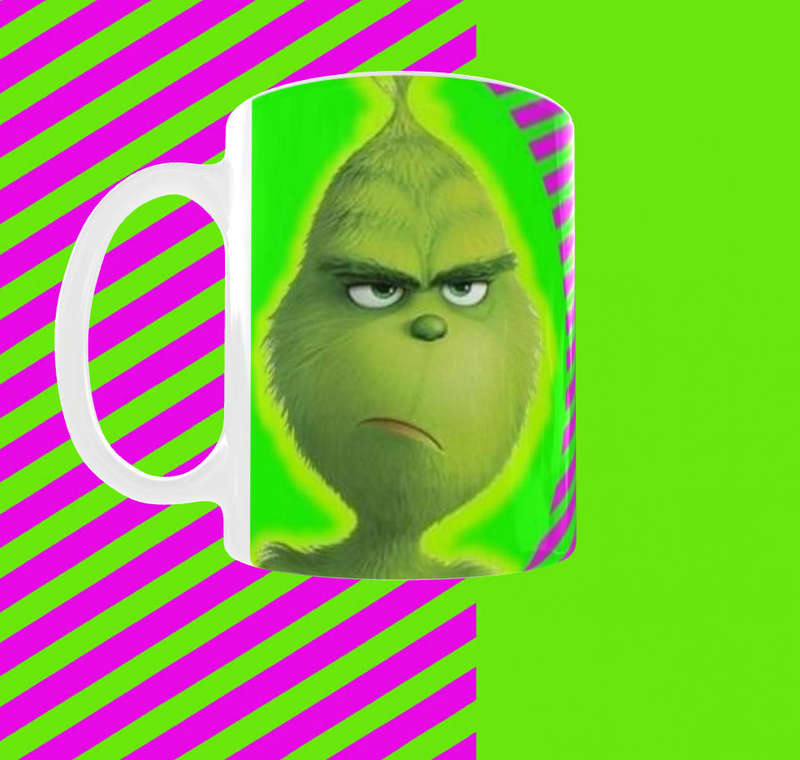 Leave My Mug  Angry Grinch Coffee Cup  Funny Christmas Mug  Bright Neon Green & Pink Grinch Gift