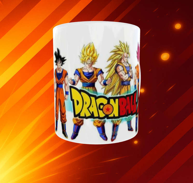Goku Evolution Dragon Ball Z Mug  Full Wrap Design | Super Saiyan Forms | 11oz Ceramic Cup