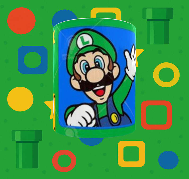 Super Mario Luigi Mug  Bright Cartoon Print  11oz Ceramic Cup | Mojo Prints