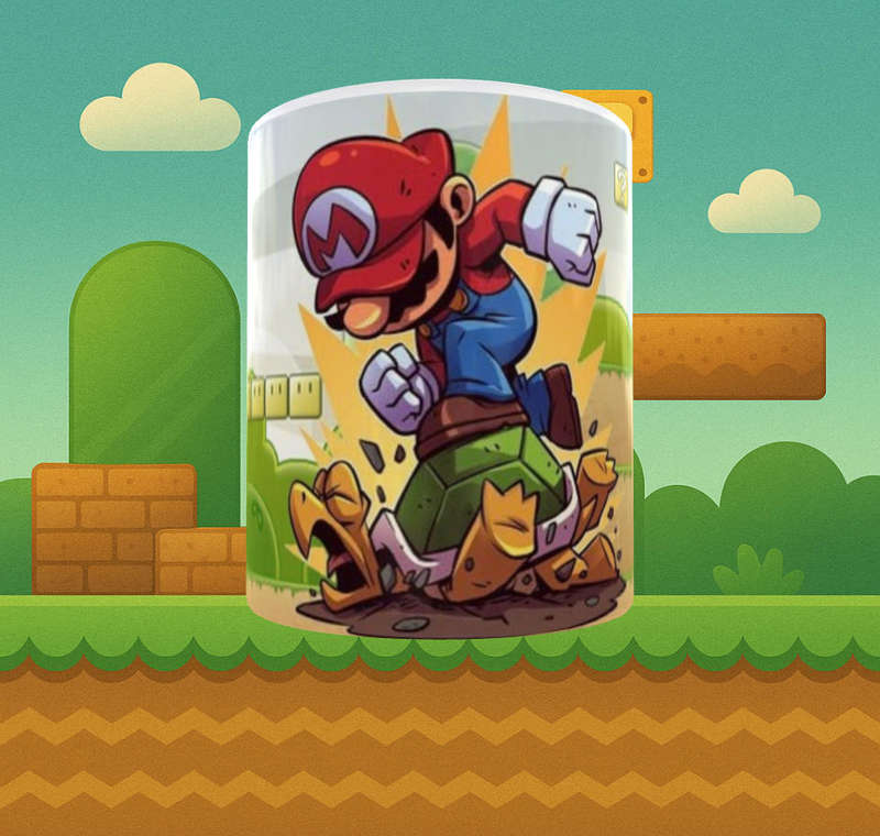 Super Mario Mug  Colourful Full Wrap Design | Luigi, Princess Peach, Toad & Mario | Perfect Gamer G