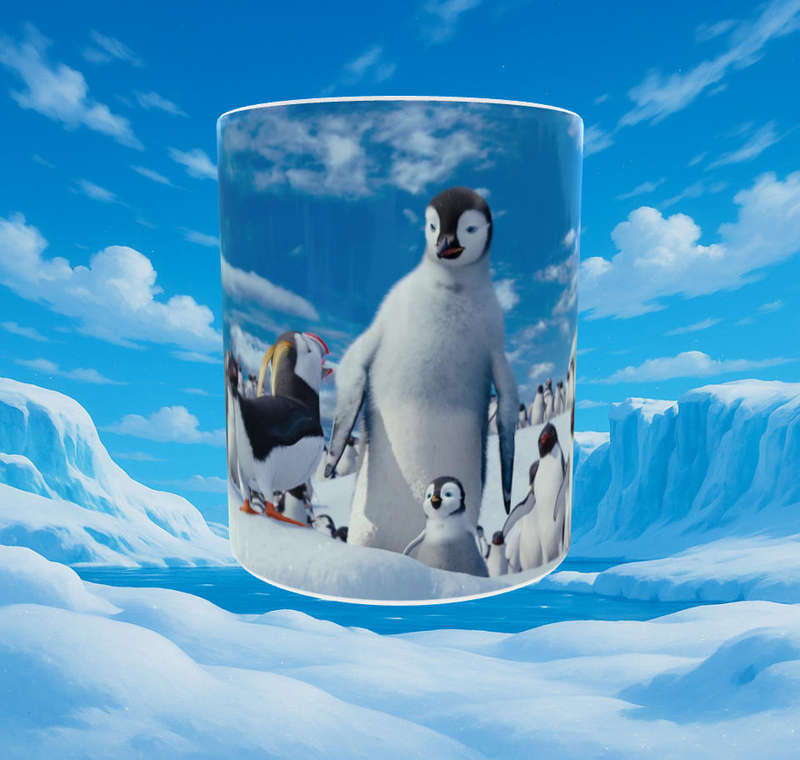 Happy Feet Penguin Family Mug  Cute Baby & Adult Penguins  11oz Sublimation Mug Gift