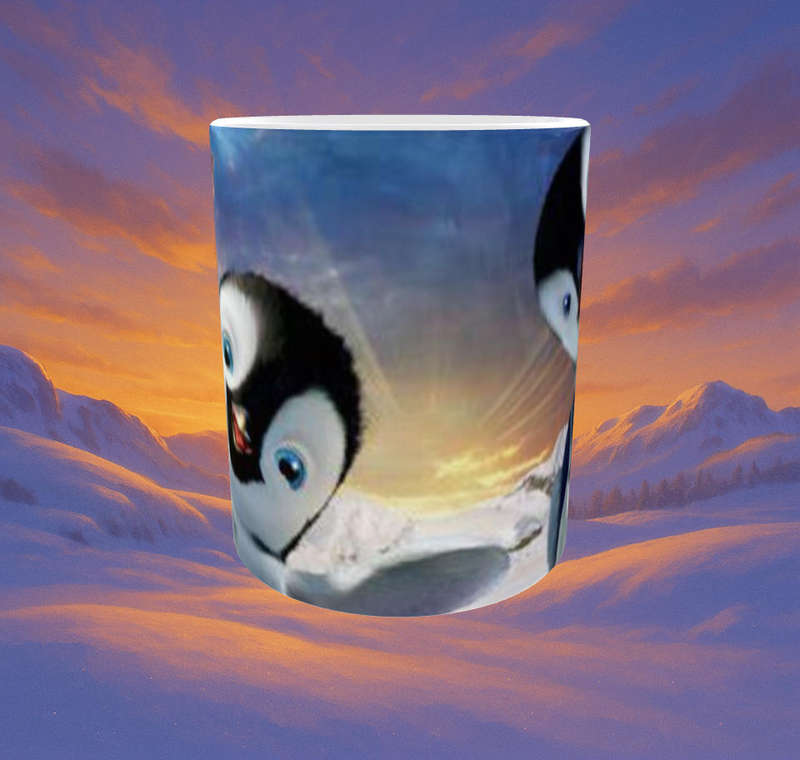Happy Feet Two Penguin Mug  Full Wrap Sublimation Design | 11oz Ceramic Cup