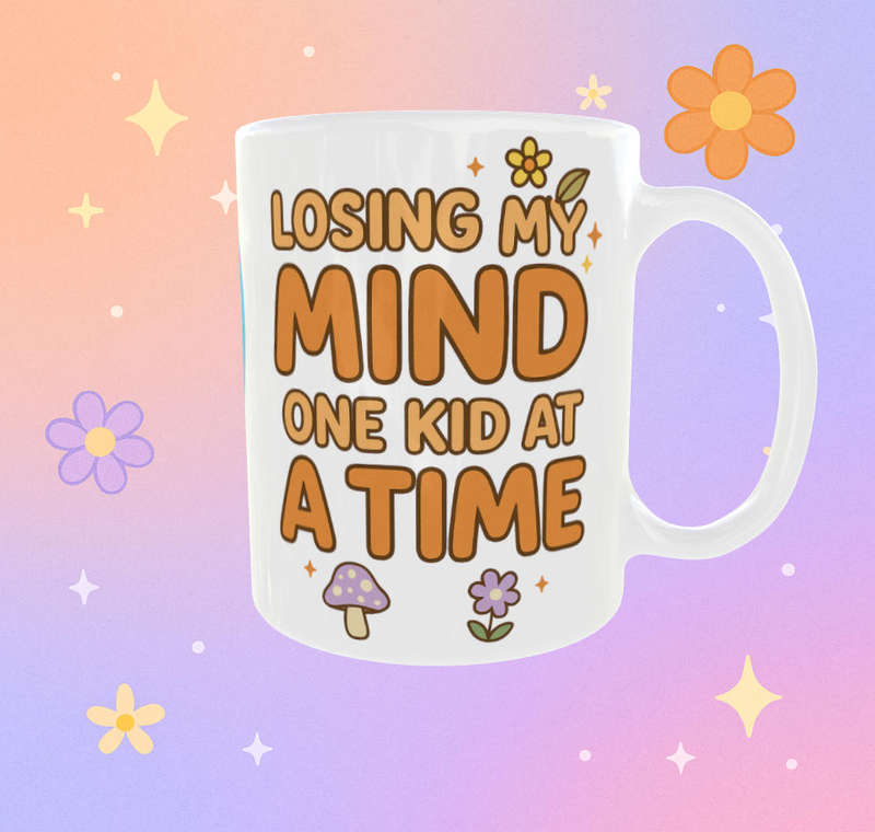 Bluey Family Mug  Funny Losing My Mind One Kid At A Time Design