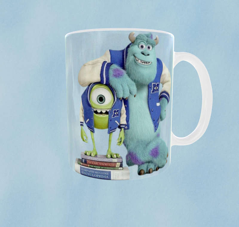 Monsters Inc Mug  Sully & Mike Varsity College Design | Pixar Cartoon Cup | 11oz Ceramic