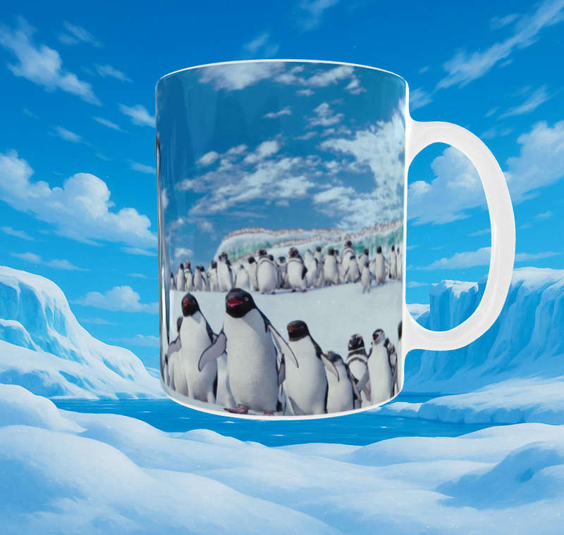 Happy Feet Penguin Family Mug  Cute Baby & Adult Penguins  11oz Sublimation Mug Gift